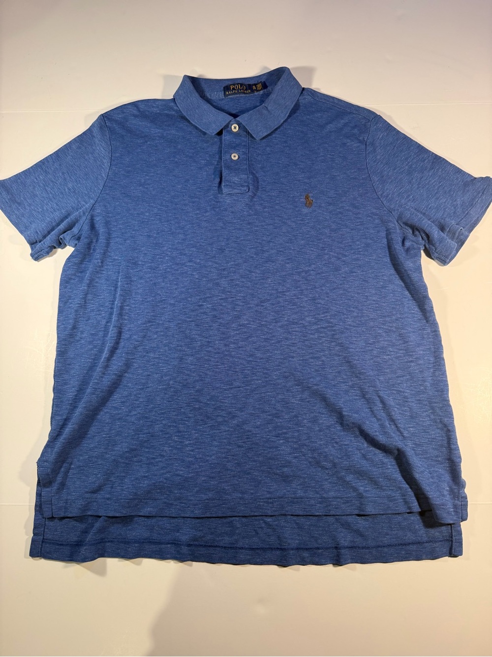 Ralph Lauren Men’s Heather Blue Polo Shirt with Embroidered Pony